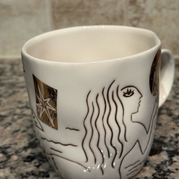 Starbucks 2013 Anniversary Mug Bone China Etched Siren Mermaid White Gold READ - Picture 8 of 15
